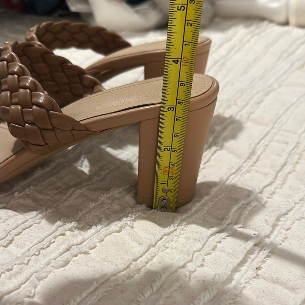 Braided Tan Women's Heeled Sandals - Picture 3 of 6
